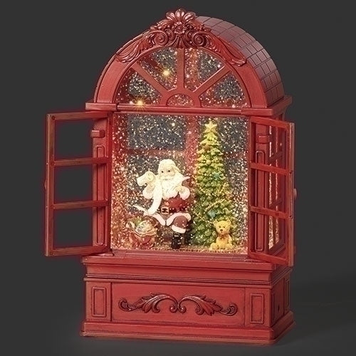 #18 -9"H LIGHTED SWIRL SANTA'S LISTCHECKING; WINDOW CASING -USB ADAPTOR