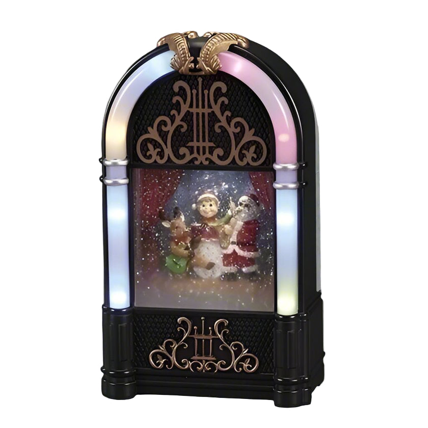 #13 -9"H LIGHTED MUSICAL SWIRL BAND JUKE BOX SANTA, ELF, REINDEER