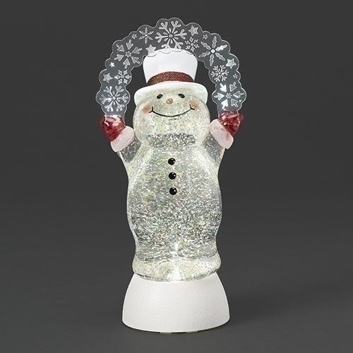#11 -10"H LIGHTED SWIRL SNOWMAN WITH BLINKING SNOWFLAKES -USB ADAPTOR