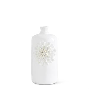 White Ceramic Bottles w/White Carnations