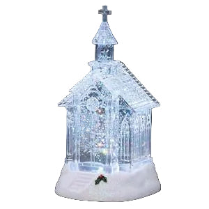 5.5"H LIGHTED CLEAR CHURCH