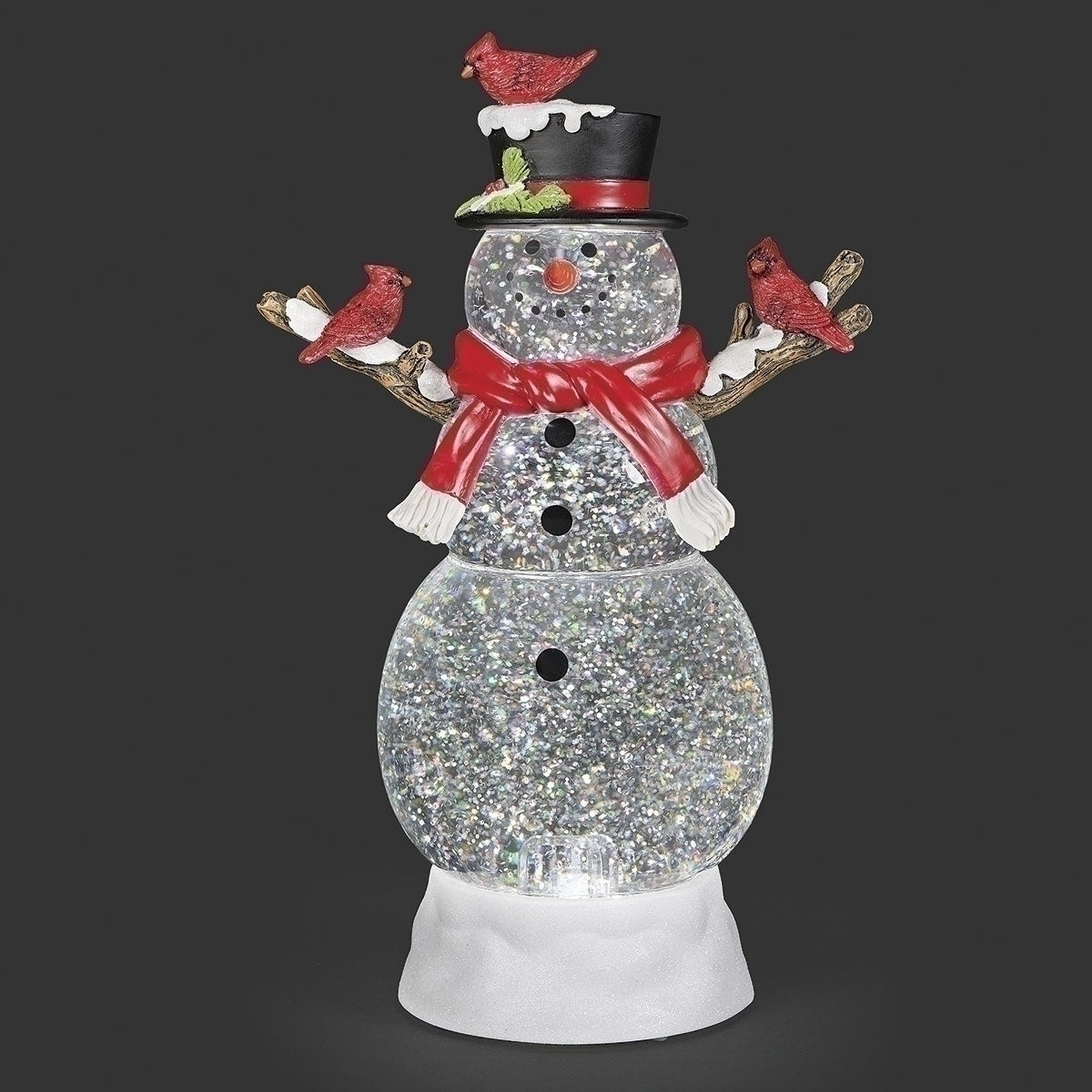 #34 - 12"H LIGHTED SWIRL SNOWMANWITH CARDINALS