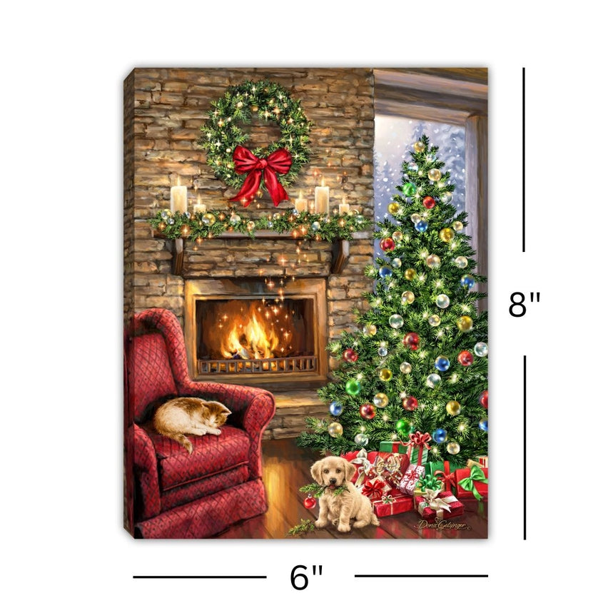 Mini Lighted Easel Back  - 8x6 - Fireside Christmas
