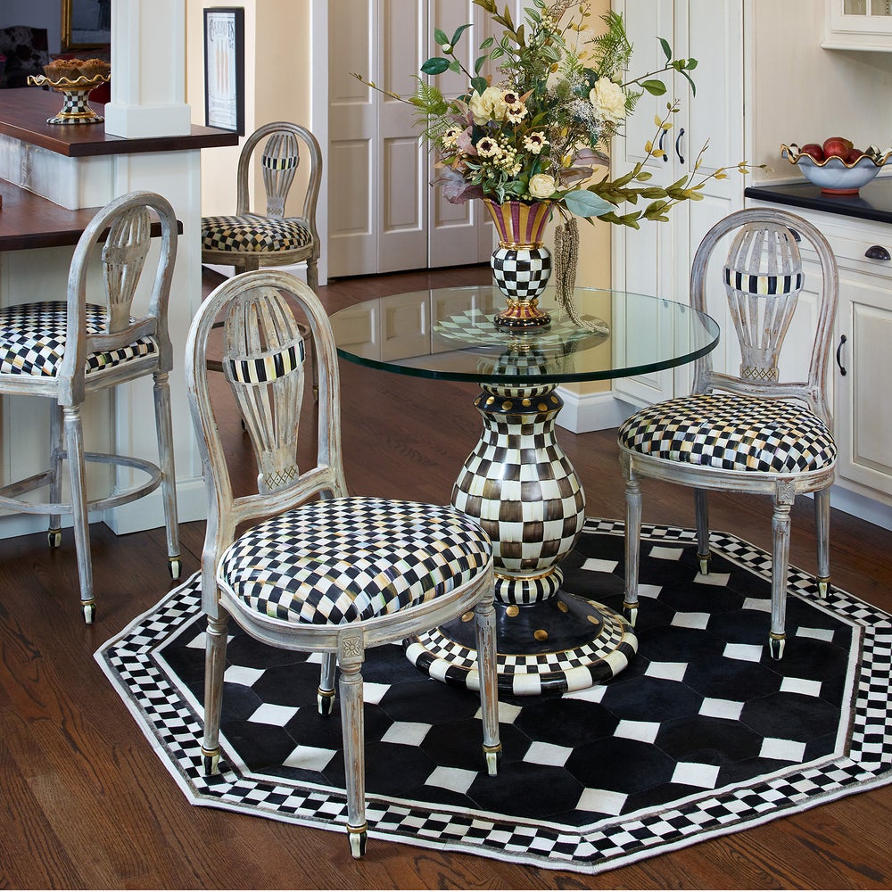 Courtly Check Ceramic Pedestal Table Base with 42" Glass Round Table Top