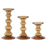 Transparent Amber Glass Pillar Candleholders