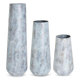 Acid Washed Light Blue Metal Tall Vases