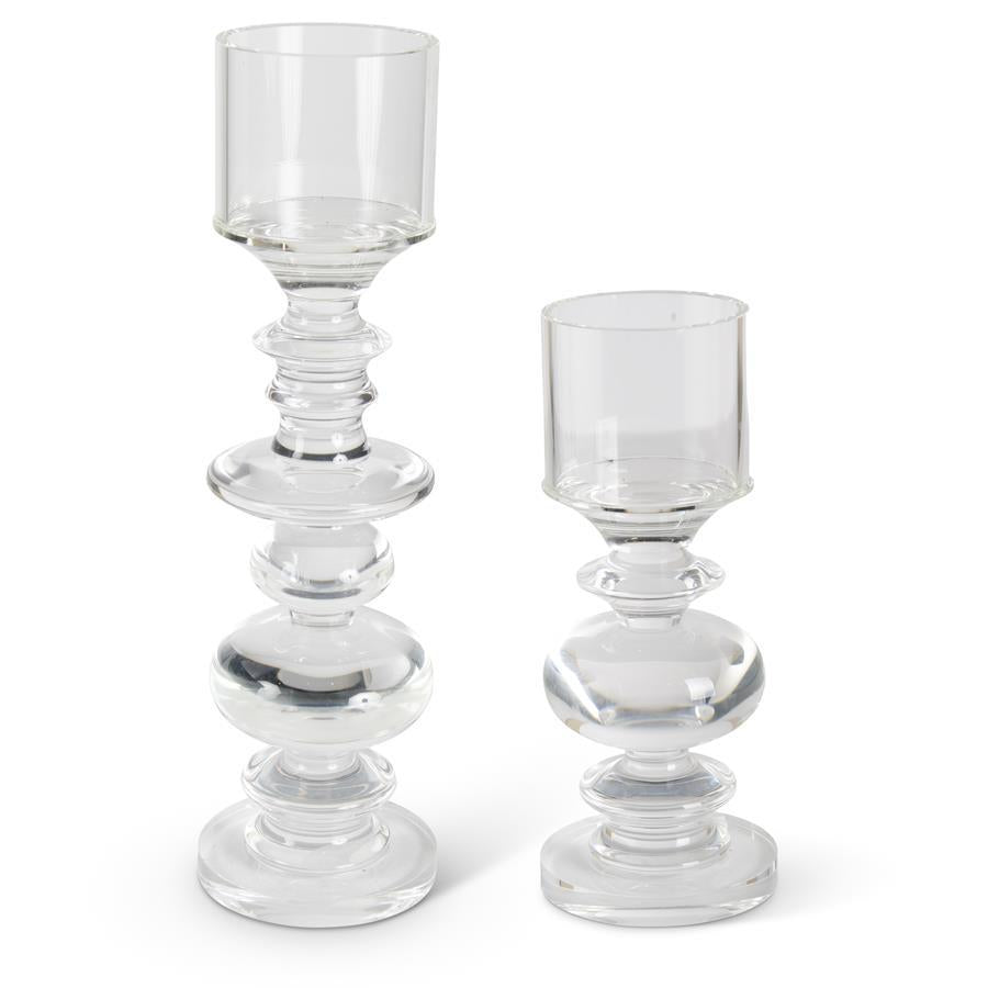 Glass Spindle Candleholders