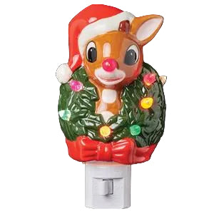 5"H LIGHTED RUDOLPH W/ WREATH