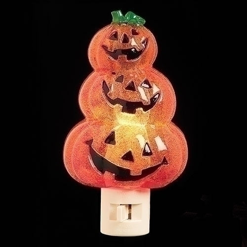 6"H TRIPLE JACK O'LANTERNNIGHT LIGHT; SWIVEL PLUG