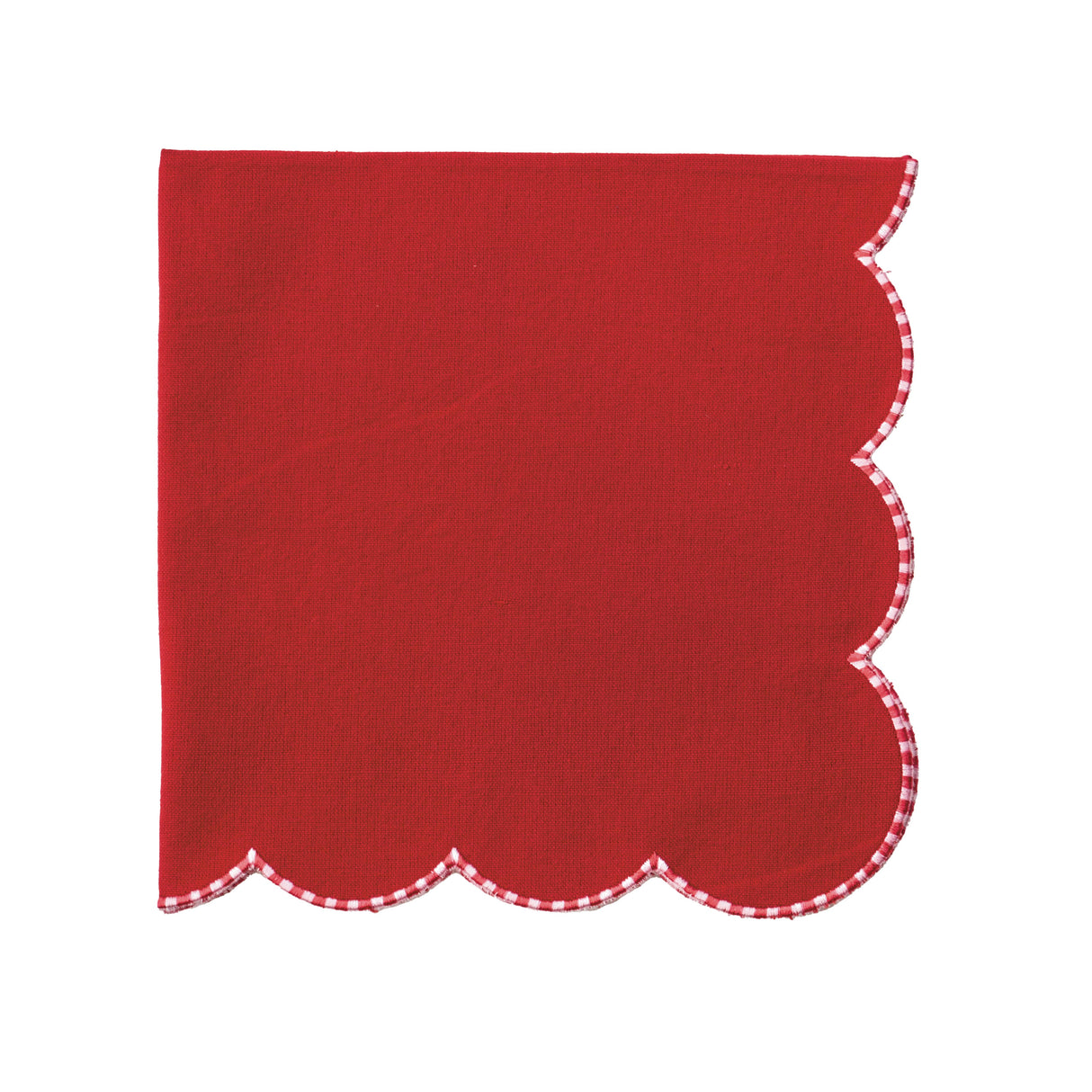Red Embroidered Napkin with White