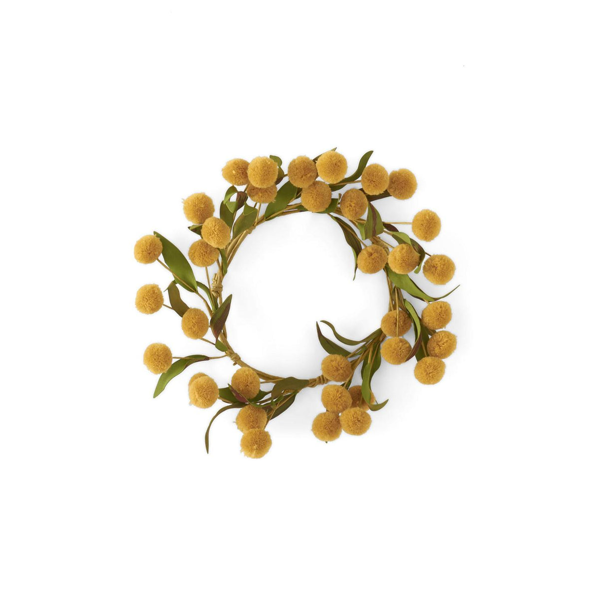 11.5" Yellow Pompom Mini Wreath