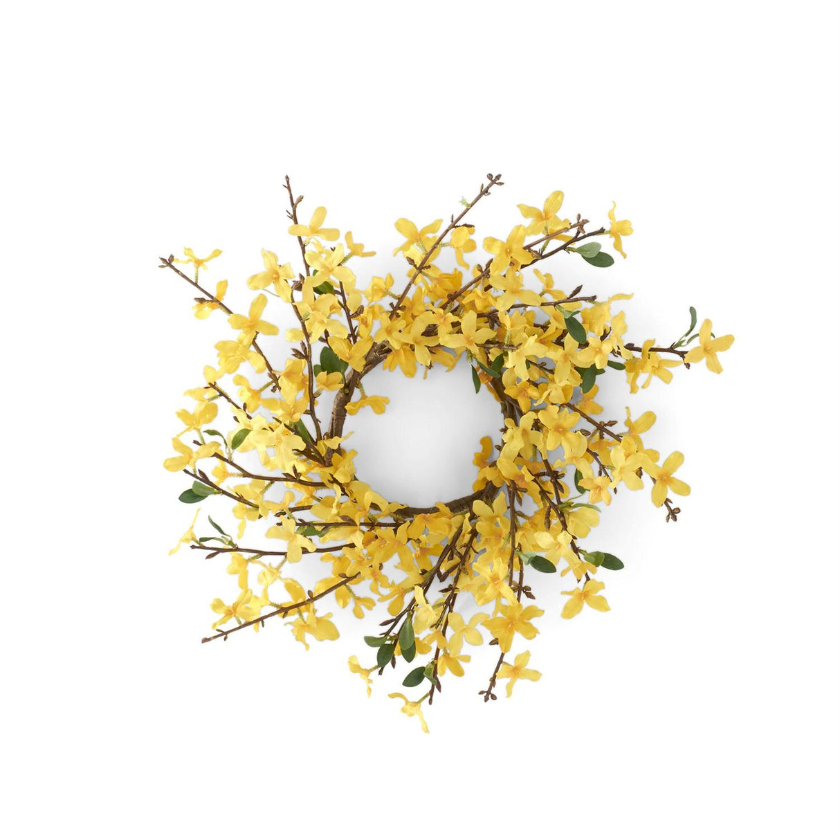 15 Inch Yellow Forsythia Candle Ring