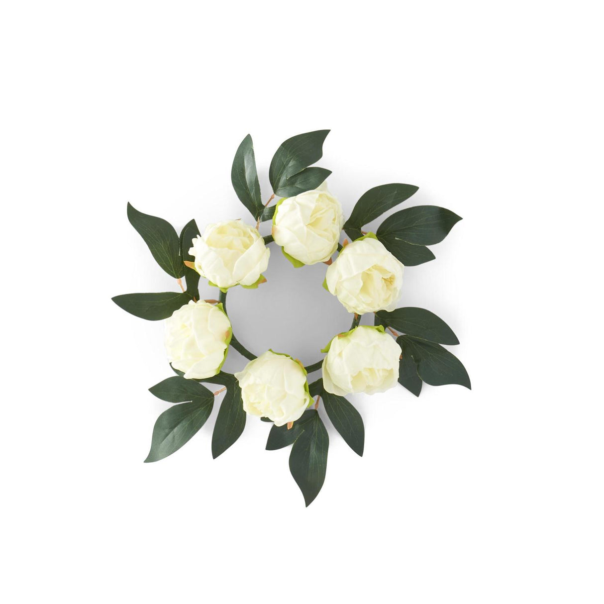 12.75 Inch White Real Touch Peony Candle Ring