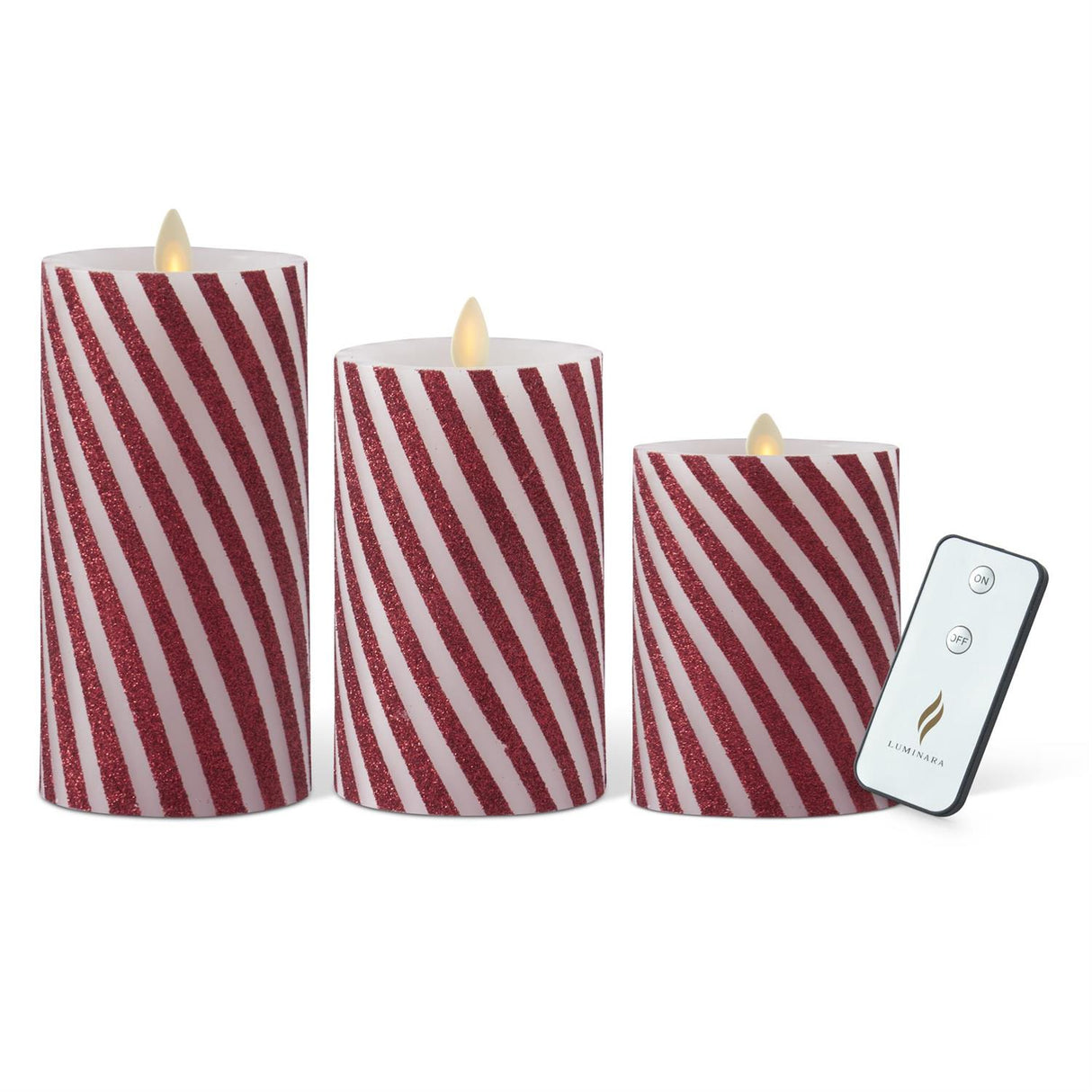 Thin Candy Striped Wax Luminara Indoor Candle