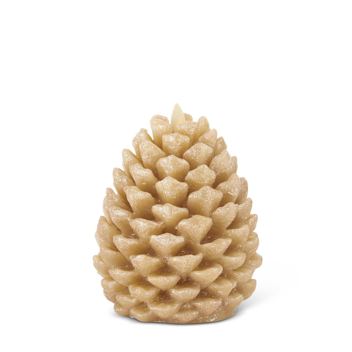 6.5 Inch Gold Wax Snowy Pinecone Luminara Indoor Candle