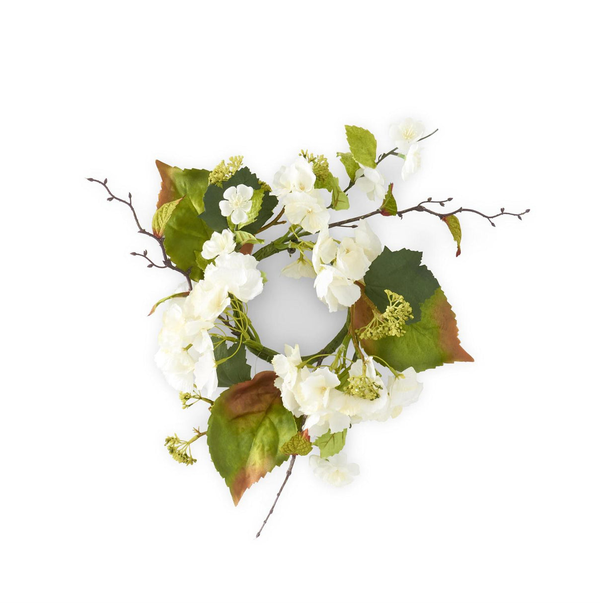 14 Inch White Hydrangea Candle Ring