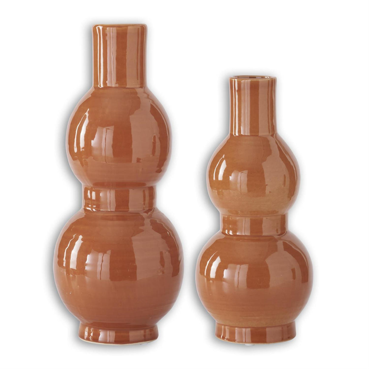 Orange Ceramic Double Bubble Vases