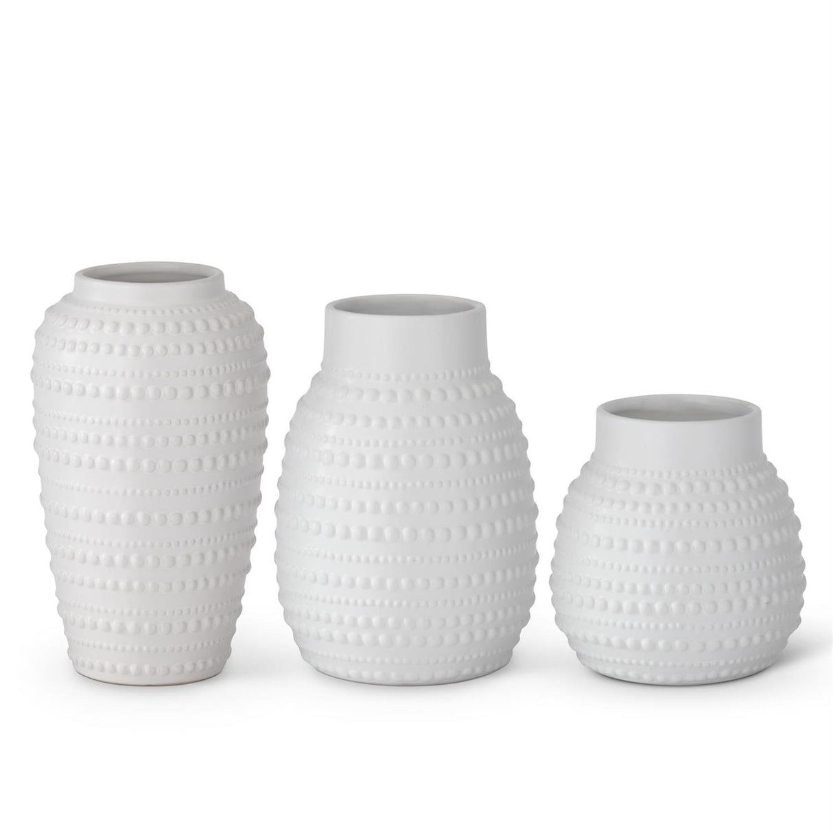 Dot Embossed White Ceramic Vases