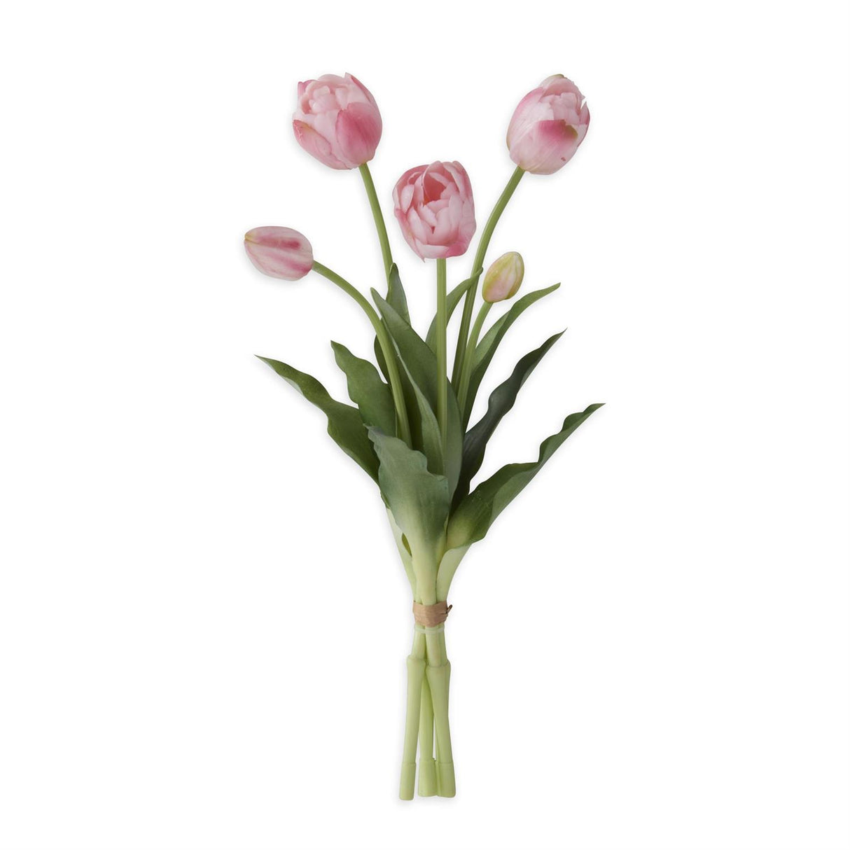 15 Inch Pink Real Touch Tulip Bud & Bloom Bundle (5 Stems)