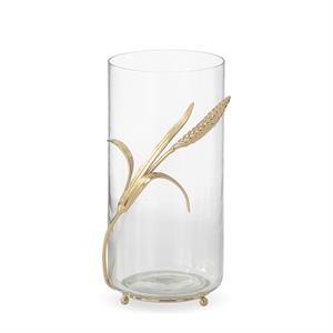 Glass Vases w/Gold Feet & Wheat