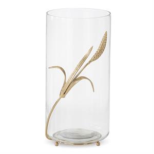 Glass Vases w/Gold Feet & Wheat