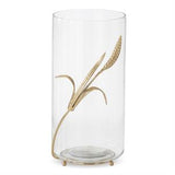 Glass Vases w/Gold Feet & Wheat