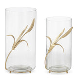 Glass Vases w/Gold Feet & Wheat