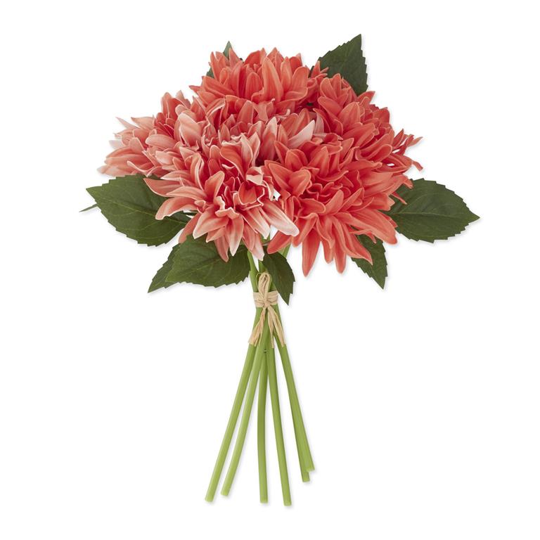 12 Inch Orange Coral Real Touch Dahlia Bundle