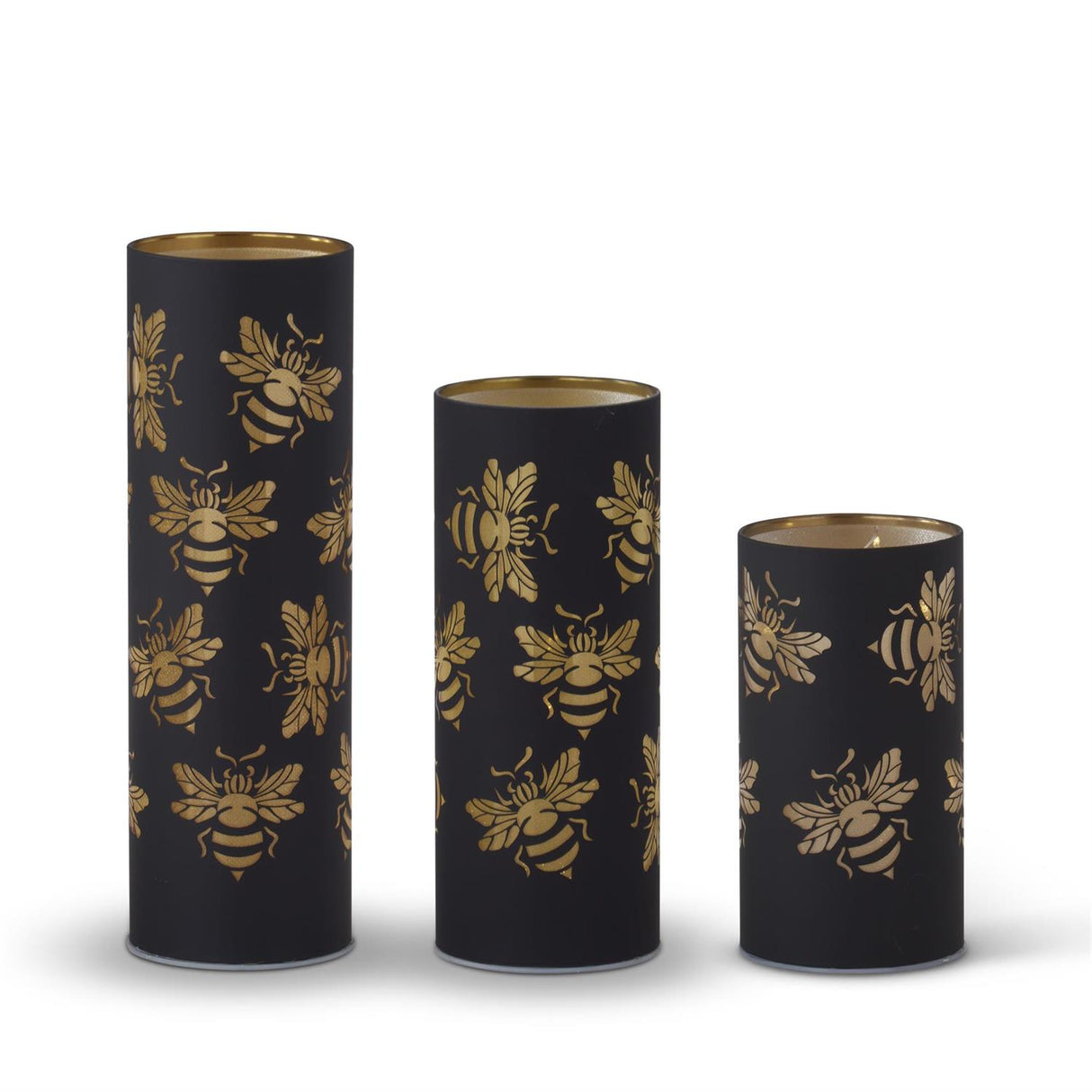 Black & Gold Laser Engraved Bees LED Cylinders