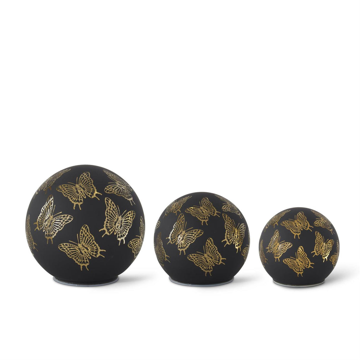 Black & Gold Laser Engraved Butterfly LED Globes