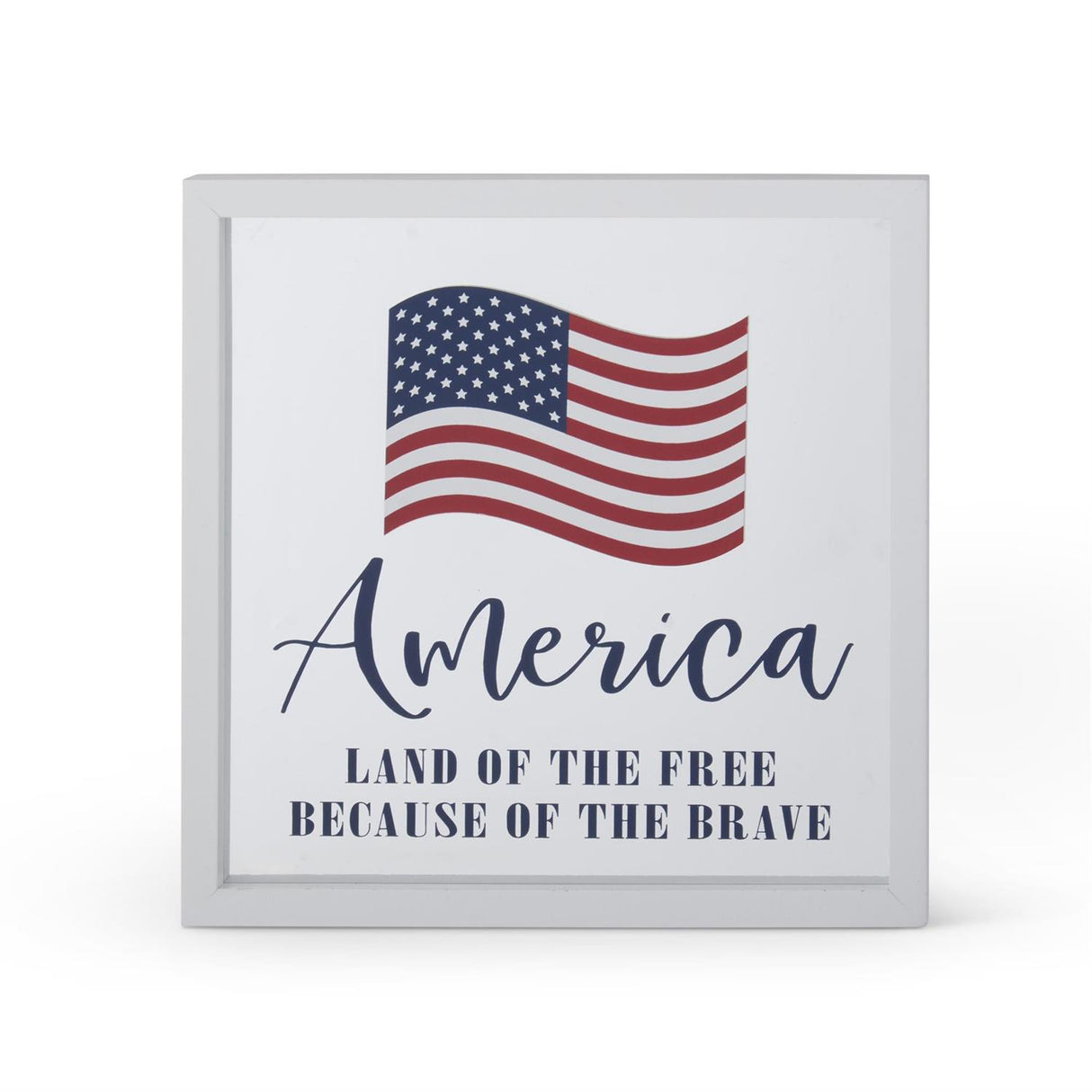 9.5 Inch Square Americana LAND OF THE FREE Sign