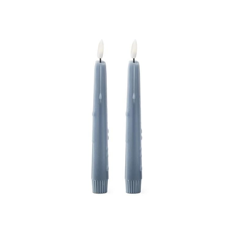 Set of 2 8 Inch Light Blue LED Drip Taper Candles