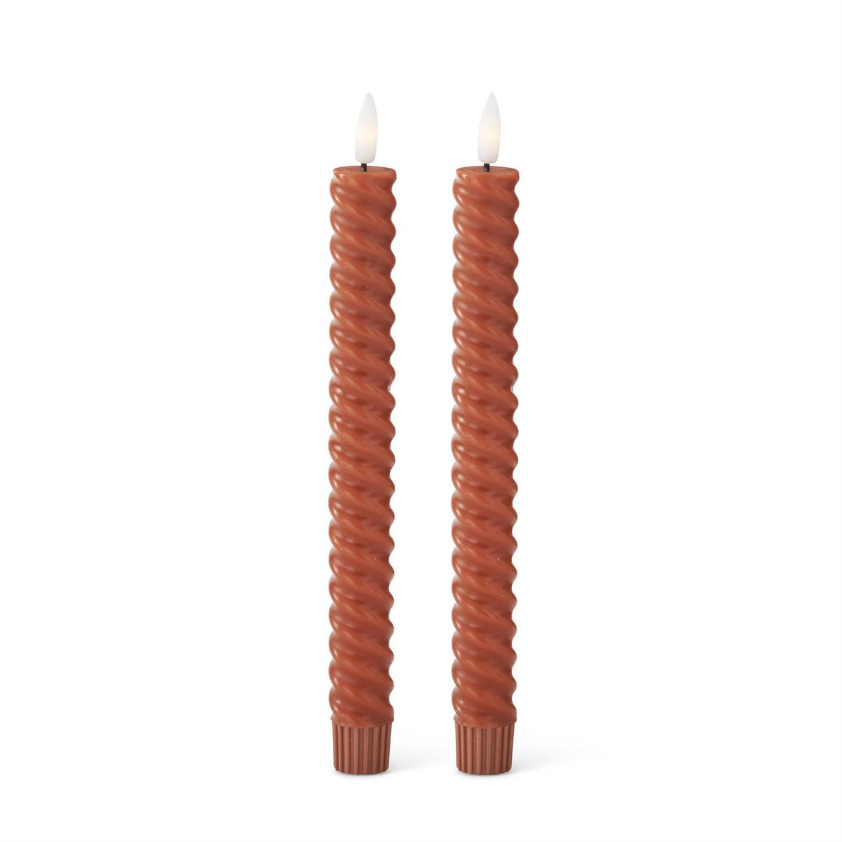 9.75 Inch Rust Spiral LED Taper Candles