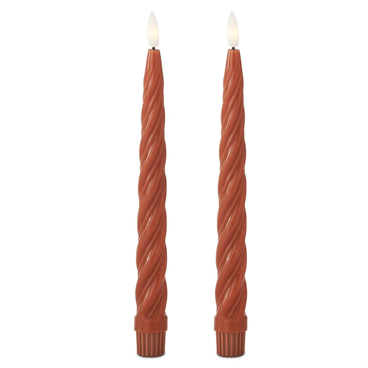 9.75 Inch Rust Spiral LED Candles w/Timer