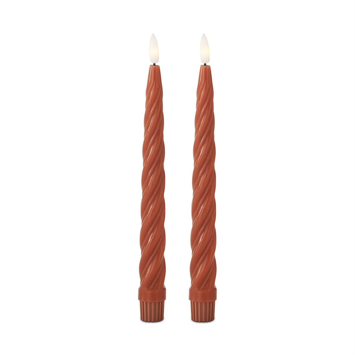 9.75 Inch Rust Spiral LED Taper Candles
