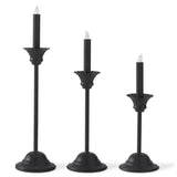 Black Slender LED Taper Candleholders w/Timer