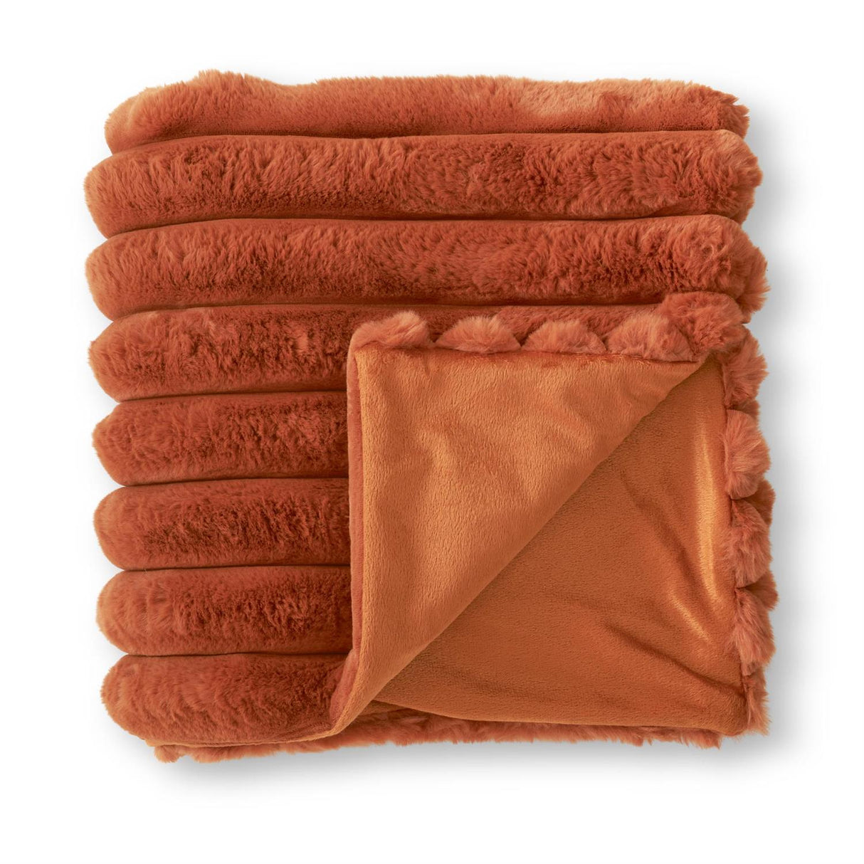 60 Inch Rust Orange Faux Fur Throw Blanket