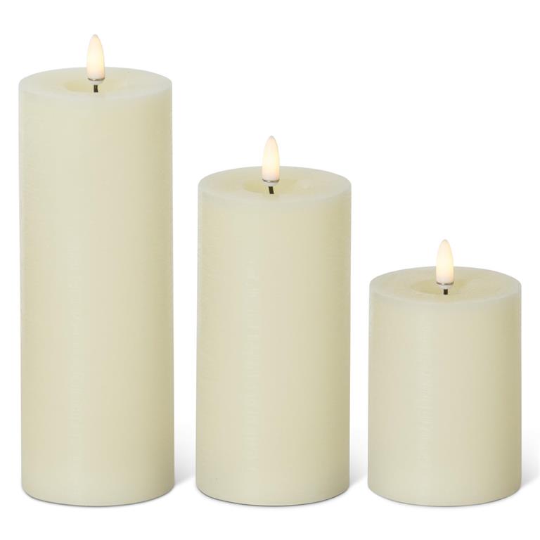 Cream ON/OFF Touch LED Pillar Candles w/Timer