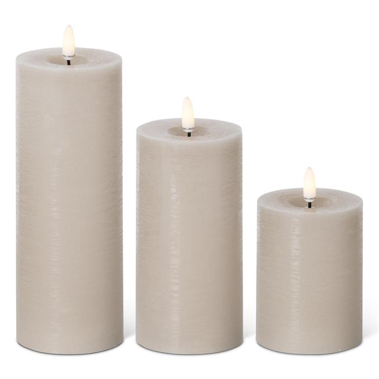 Taupe ON/OFF Touch LED Pillar Candles w/Timer