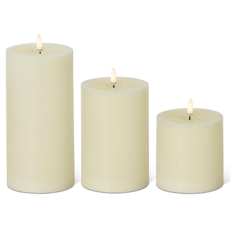 Cream ON/OFF Touch LED Pillar Candles w/Timer