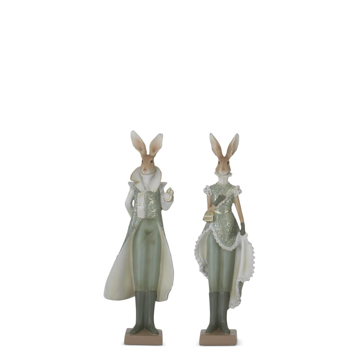 13 Inch Sage Green & Cream Easter Bunnies *