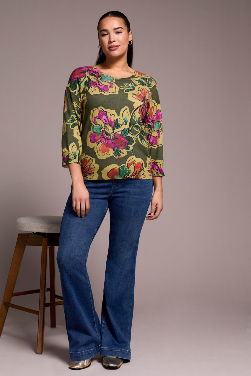 3/4 SLV CREW NK SWEATER