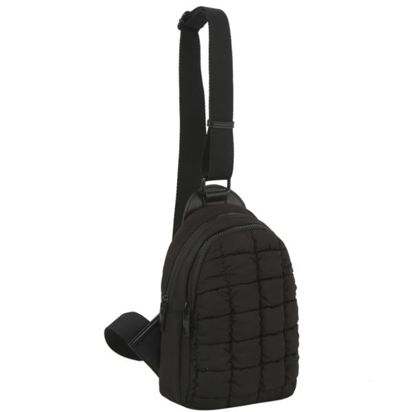 CUSHION QUILTED DESIGN SLING CROSSBODY BAG