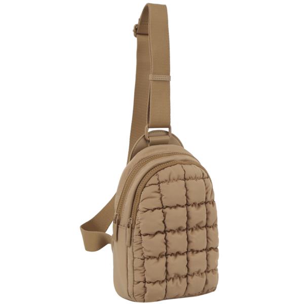 CUSHION QUILTED DESIGN SLING CROSSBODY BAG
