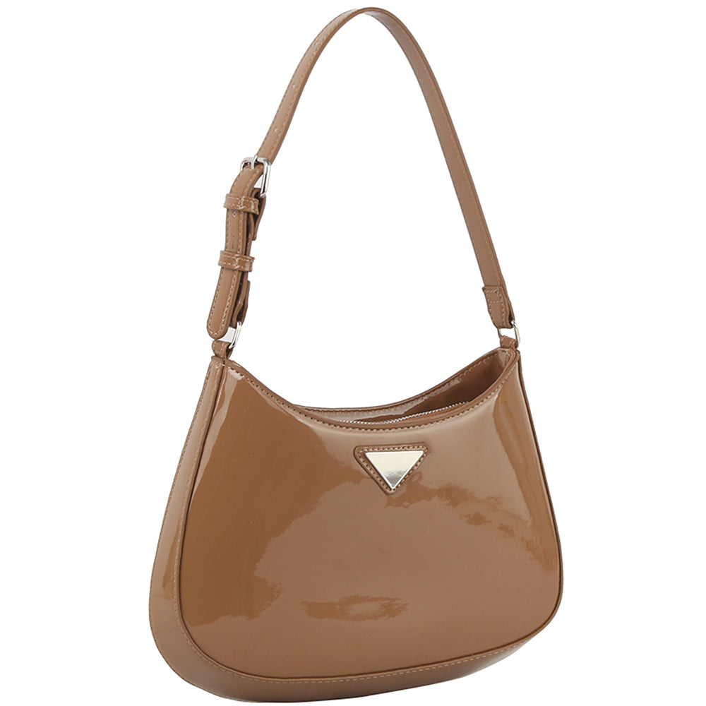 Curved Glossy Chic Shoulder Bag