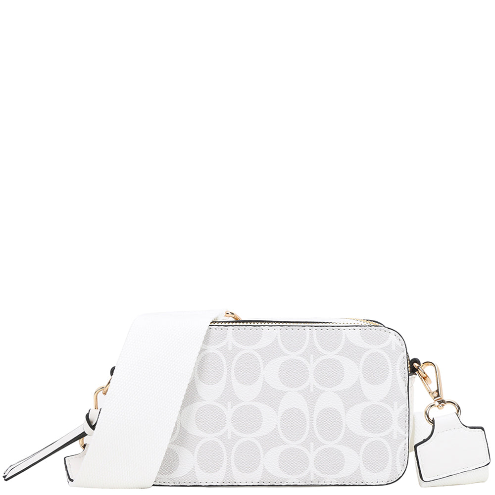 Oval Print Zipper Crossbody Bag
