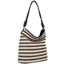 Striped Straw Design Shoulder Hobo Bag
