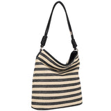 Striped Straw Design Shoulder Hobo Bag