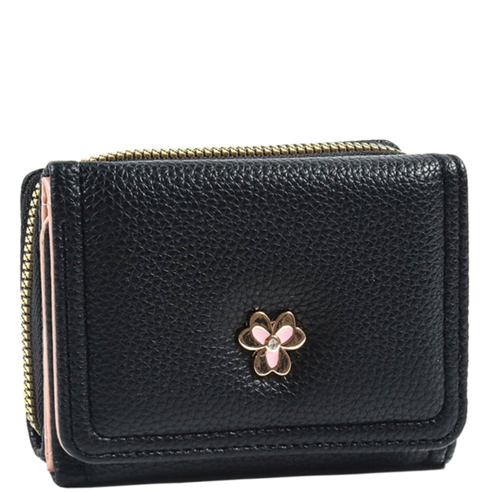Textured Floral Emblem Wallet