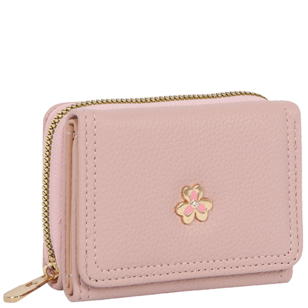 Textured Floral Emblem Wallet